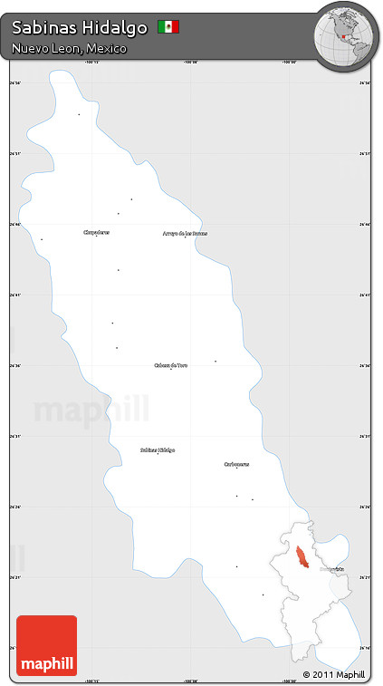 Silver Style Simple Map of Sabinas Hidalgo, single color outside