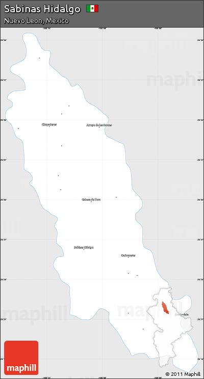 Silver Style Simple Map of Sabinas Hidalgo, single color outside