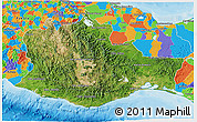 Satellite 3D Map of Oaxaca, political outside