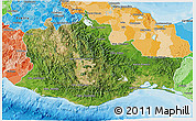 Satellite 3D Map of Oaxaca, political shades outside