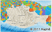 Shaded Relief 3D Map of Oaxaca, political outside