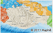 Shaded Relief 3D Map of Oaxaca, political shades outside