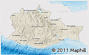 Shaded Relief 3D Map of Oaxaca, single color outside