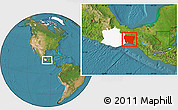 Satellite Location Map of Dist. Juchitan, highlighted parent region