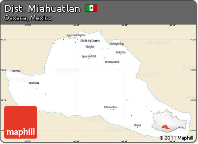 Classic Style Simple Map of Dist. Miahuatlan, single color outside