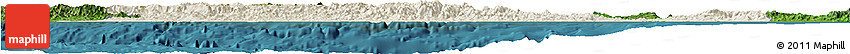 Shaded Relief Horizon Map of Oaxaca, satellite outside