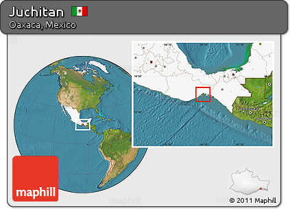 Satellite Location Map of Juchitan, highlighted country