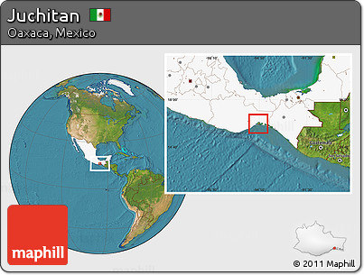 Satellite Location Map of Juchitan, highlighted country