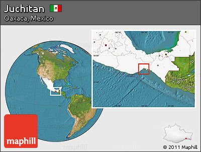 Satellite Location Map of Juchitan, highlighted country