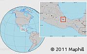 Gray Location Map of Lago Miguel Aleman