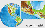 Physical Location Map of Lago Miguel Aleman
