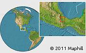 Satellite Location Map of Lago Miguel Aleman