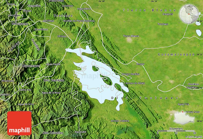 Miguel Aleman Mexico Map Satellite Map Of Lago Miguel Aleman