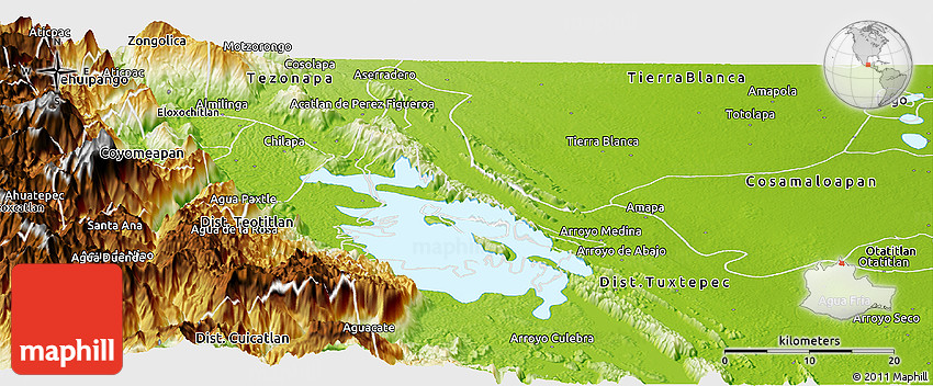 Miguel Aleman Mexico Map Physical Panoramic Map Of Lago Miguel Aleman