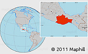 Gray Location Map of Oaxaca