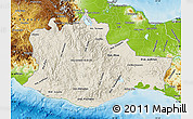Shaded Relief Map of Oaxaca, physical outside