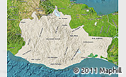 Shaded Relief Map of Oaxaca, satellite outside