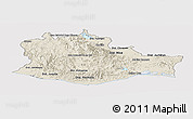 Shaded Relief Panoramic Map of Oaxaca, cropped outside