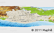 Shaded Relief Panoramic Map of Oaxaca, physical outside