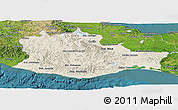 Shaded Relief Panoramic Map of Oaxaca, satellite outside