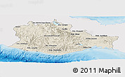 Shaded Relief Panoramic Map of Oaxaca, single color outside
