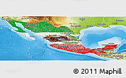 Flag Panoramic Map of Mexico, physical outside, flag rotated