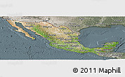 Satellite Panoramic Map of Mexico, semi-desaturated