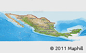 Satellite Panoramic Map of Mexico, single color outside, shaded relief sea