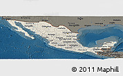 Shaded Relief Panoramic Map of Mexico, darken