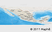 Shaded Relief Panoramic Map of Mexico, lighten, land only