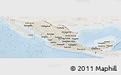Shaded Relief Panoramic Map of Mexico, lighten