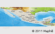 Shaded Relief Panoramic Map of Mexico, physical outside
