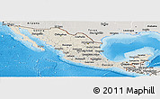 Shaded Relief Panoramic Map of Mexico, semi-desaturated, land only