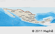Shaded Relief Panoramic Map of Mexico, single color outside