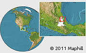Satellite Location Map of Cuetzalan de Progreso, highlighted parent region