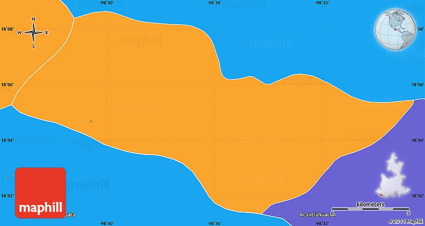 Political Simple Map of Ixcamilpa De Guerrero