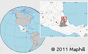 Gray Location Map of Ixtepec, highlighted country, highlighted parent region