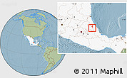 Savanna Style Location Map of Ixtepec, highlighted country, hill shading