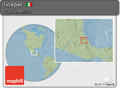 Savanna Style Location Map of Ixtepec, hill shading