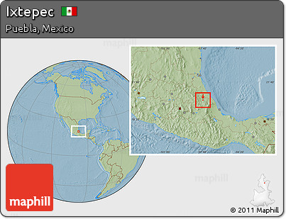 Savanna Style Location Map of Ixtepec, hill shading