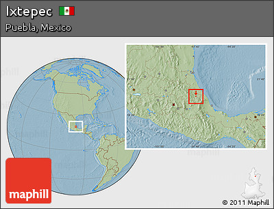 Savanna Style Location Map of Ixtepec, hill shading