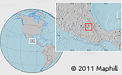 Gray Location Map of San Andres Cholula, hill shading