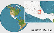 Satellite Location Map of San Miguel Xoxtla, highlighted country
