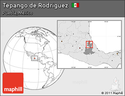 Blank Location Map of Tepango De Rodriguez, highlighted country, highlighted parent region