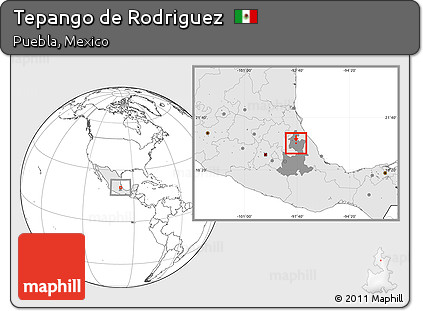Blank Location Map of Tepango De Rodriguez, highlighted country, highlighted parent region