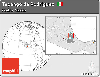 Blank Location Map of Tepango De Rodriguez, highlighted country, highlighted parent region