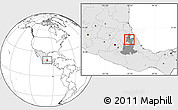 Blank Location Map of Tepango de Rodriguez, highlighted country, highlighted parent region