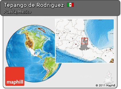 Physical Location Map of Tepango De Rodriguez, highlighted country, highlighted parent region