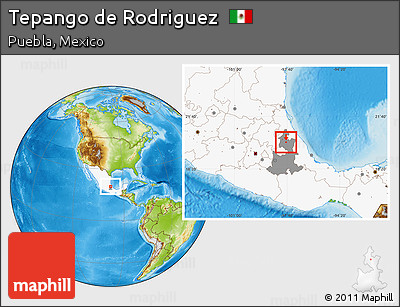 Physical Location Map of Tepango De Rodriguez, highlighted country, highlighted parent region