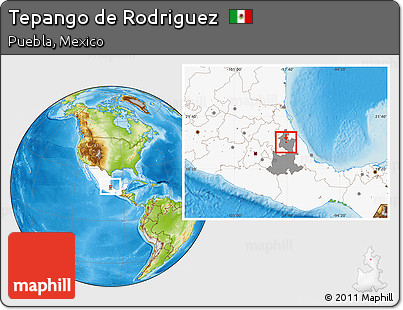 Physical Location Map of Tepango De Rodriguez, highlighted country, highlighted parent region